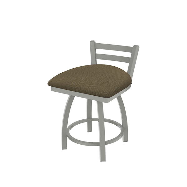 18" Low Back Swivel Vanity Stool, Nickel Finish, Graph Cork Seat
